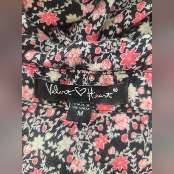 Velvet Heart M Floral Pullover Shirt Dress Partial Button Front Long Sleeve - Picture 4 of 6